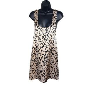 Simone 100% Silk Mini Slip Dress Leopard Print Size Medium